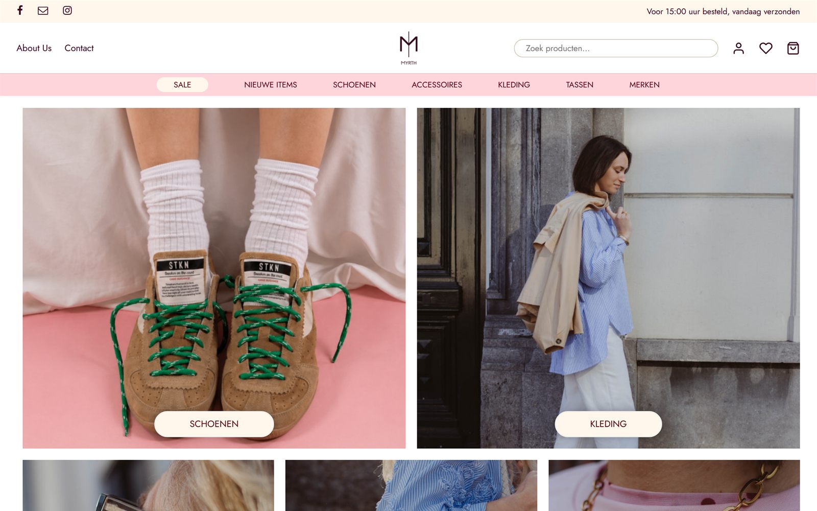 Homepage van de webshop van Myrth in Den Bosch