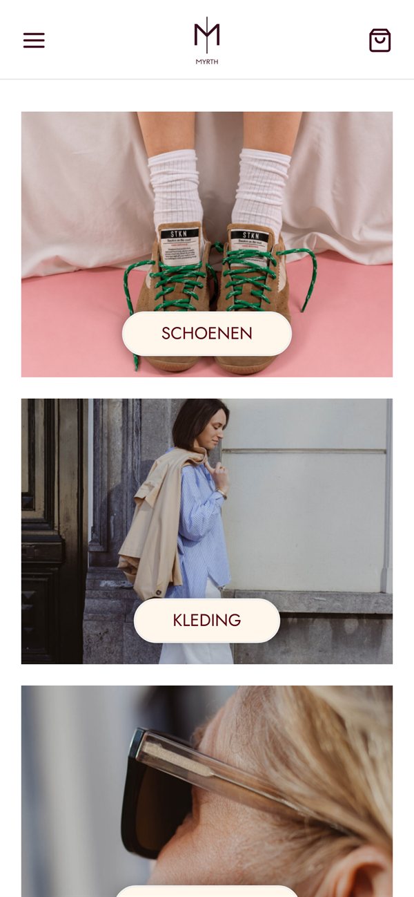 Mobiele weergave van de webshop